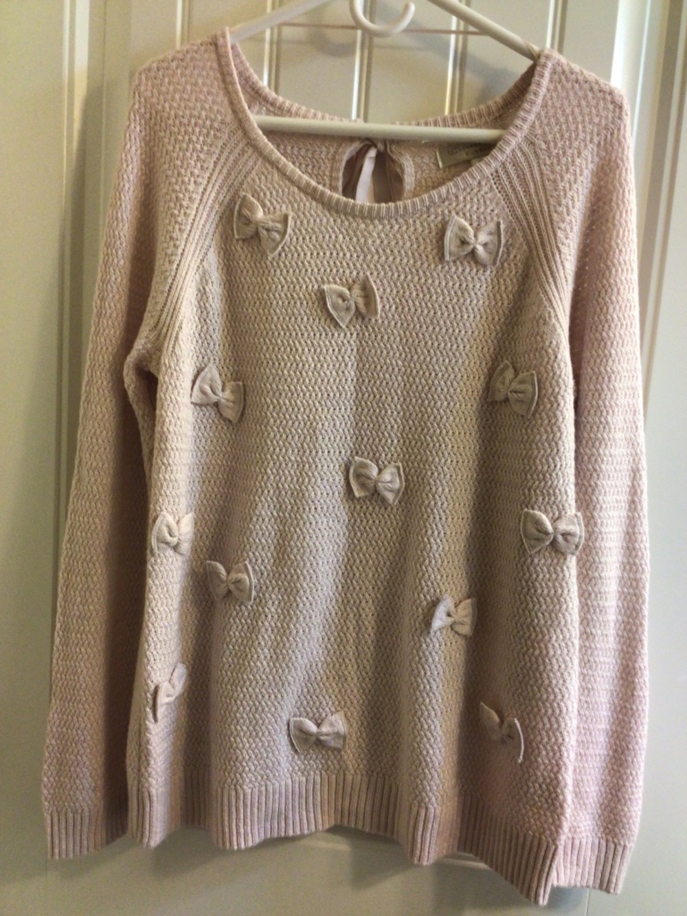 LC Lauren Conrad Runway Collection Bow Scoopneck Sweater Pastel Blush Pink